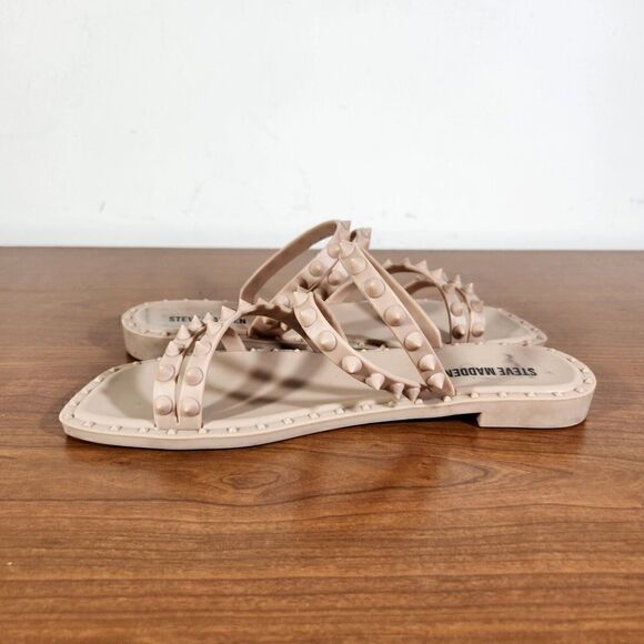 Steve Madden Sandals Size 7 Selina Strappy Spike Studded Slip On Blush - Picture 8 of 12